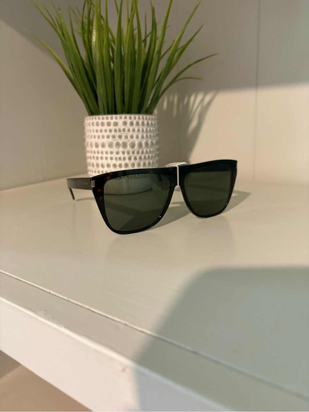 Saint Laurent SL 1 Slim 002 Sunglasses-Color: Havana/Grey, NWT and Case